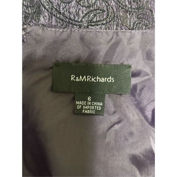 R&M Richards 6 Dress & Jacket 2-PC Set Plum Purple Jacquard Swirl Wedding Guest - Picture 15 of 15